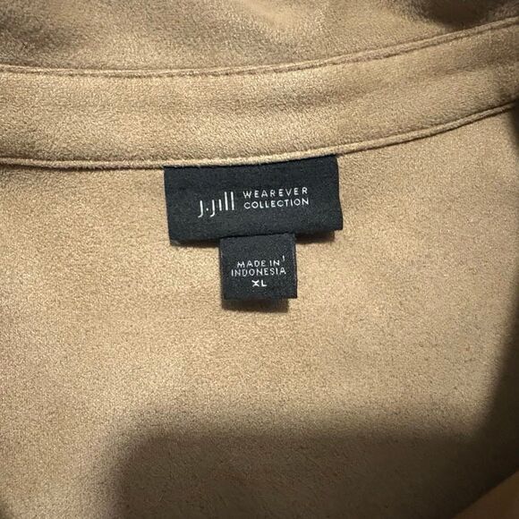 J. Jill Wearever Collection XL Tan Faux Suede Stretch Shirt Jacket Shacket - Picture 3 of 5